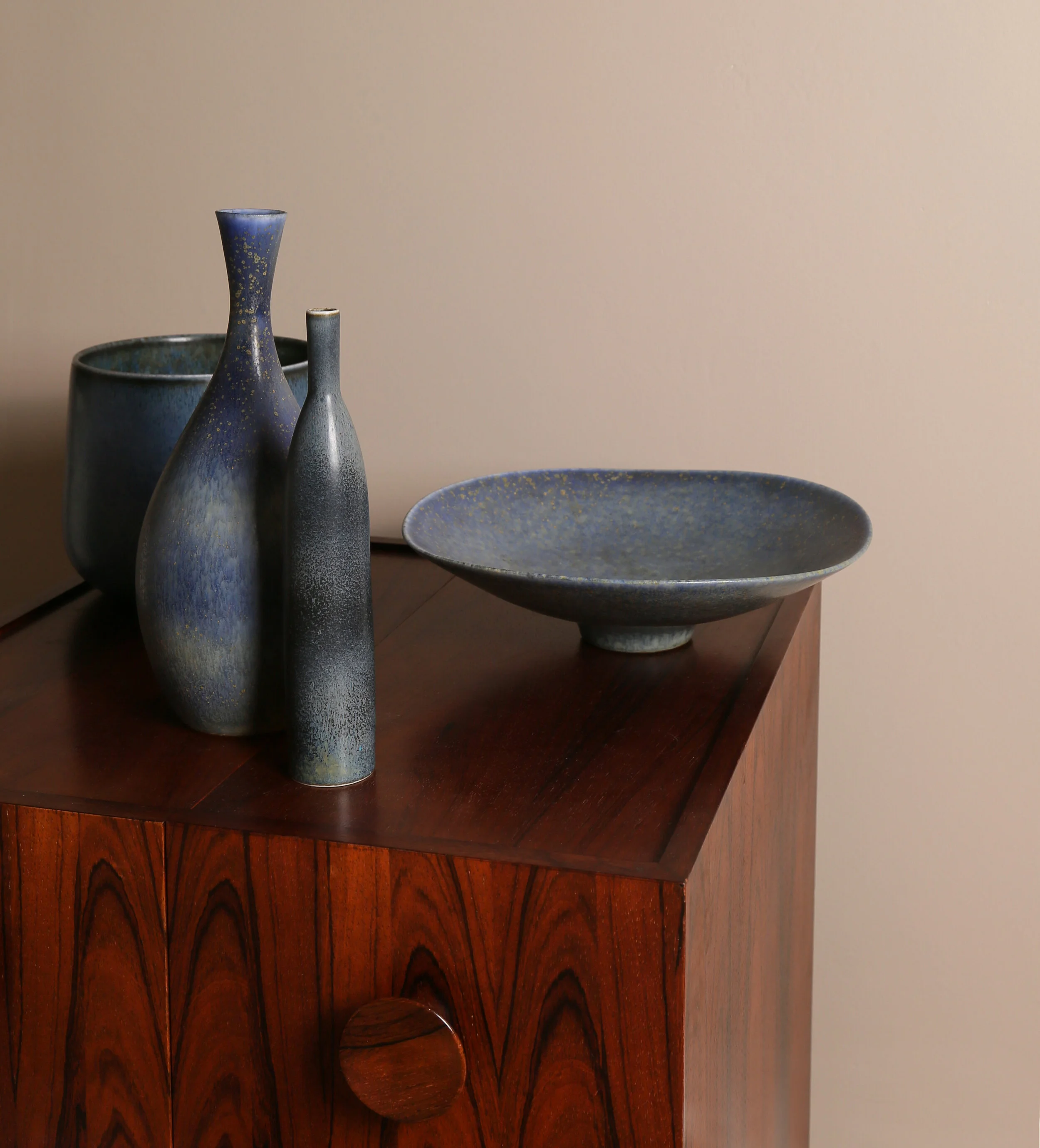 Carl-Harry Stålhane Blue Collection of Four Vessels Rörstrand Ab Carl-Harry Stålhane Blue Collection of Four Vessels Rörstrand Ab